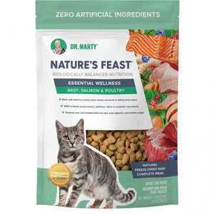 Dr. Marty Nature's Feast Essential Wellness Beef, Salmon and Poultry Freeze Dried Raw Cat Food - AnimalWiz.com