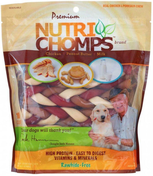 Scott Pet Nutri Chomps Premium Mixed Flavor Braids Dog Chews 6 Inch - 015958988898