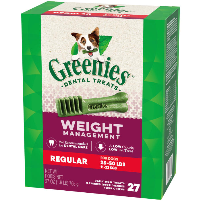 Greenies Weight Management Dog Natural Dental Treats Regular 27oz (27 Treats)