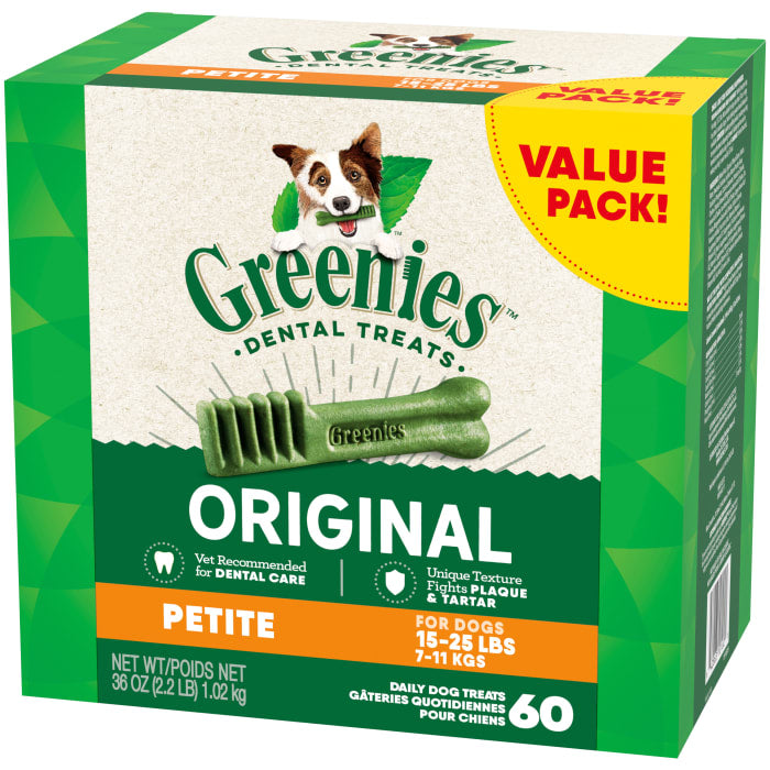 Greenies Dog Natural Dental Treats Petite Original 36oz (60 Treats)