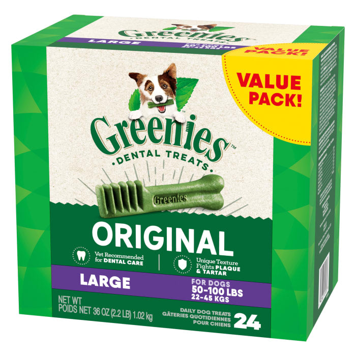 Greenies Dog Natural Dental Treats Large Original 36oz (24 Treats)