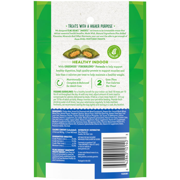 Greenies Feline SmartBites Healthy Indoor Cat Natural Treats Tuna 2.1 oz