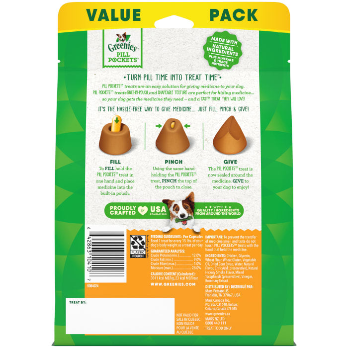 Greenies Pill Pockets for Capsules Chicken 15.8 oz (Pack of 60)