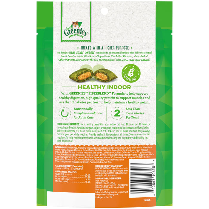 Greenies Feline SmartBites Healthy Indoor Cat Natural Treats Chicken 4.6 oz