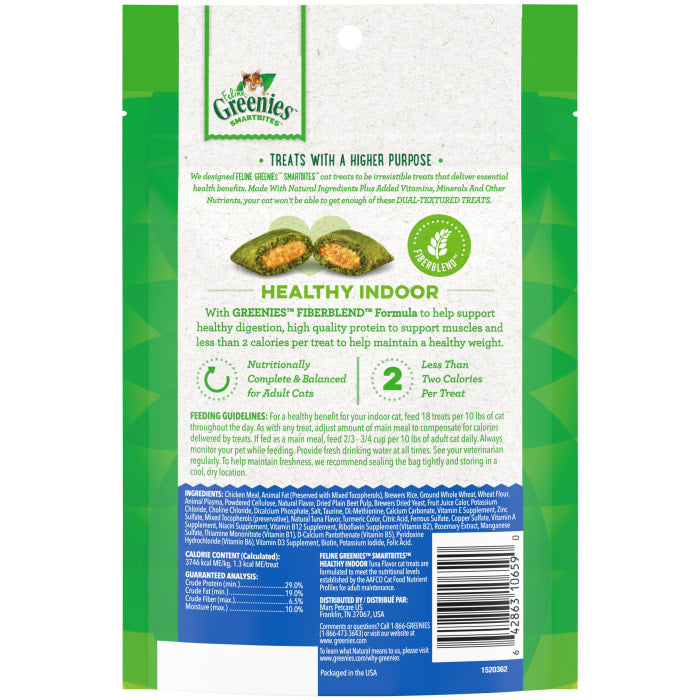 Greenies Feline SmartBites Healthy Indoor Cat Natural Treats Tuna 4.6 oz