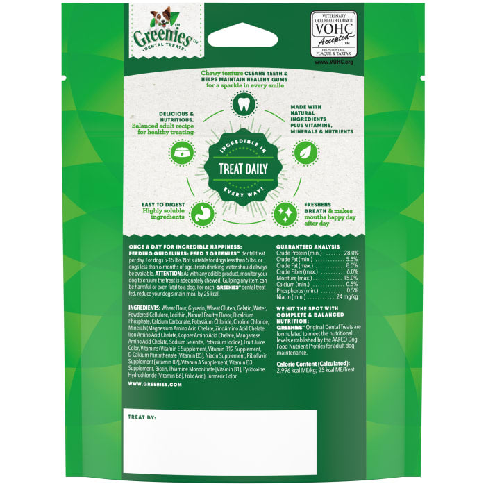 Greenies Dog Natural Dental Treats Teenie Original 3oz (11 Treats)