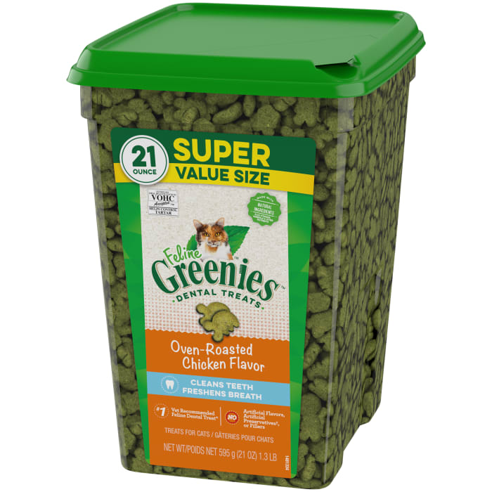 Greenies Feline Adult Cat Dental Treats Oven Roasted Chicken 21oz