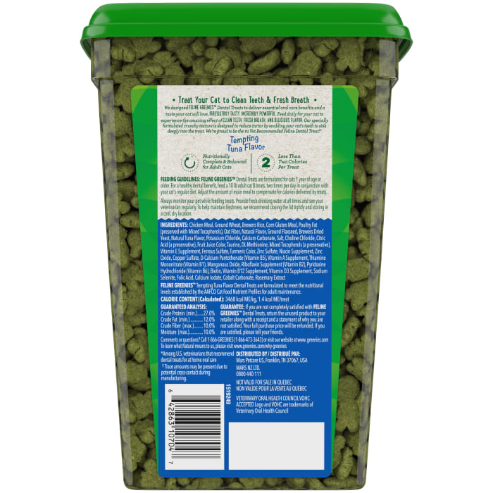 Greenies Feline Adult Cat Dental Treats Tempting Tuna 21oz