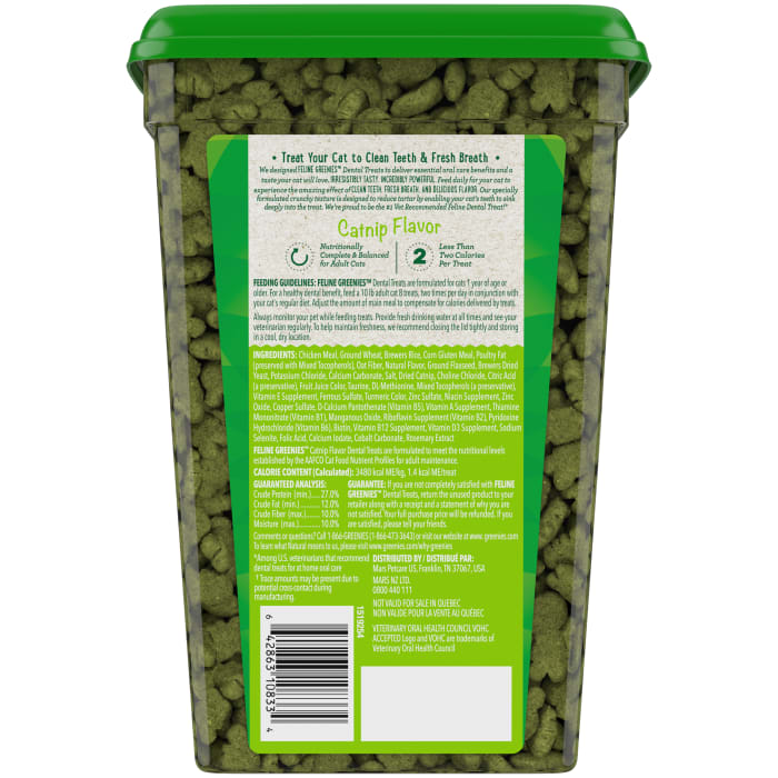 Greenies Feline Adult Cat Natural Dental Treats Catnip 21oz