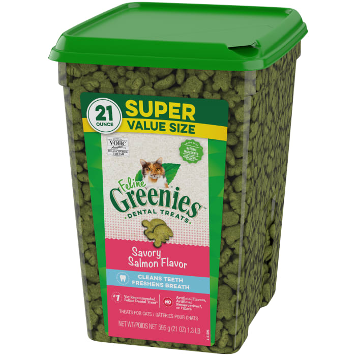 Greenies Feline Adult Cat Dental Treats Savory Salmon 21oz