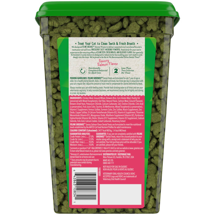Greenies Feline Adult Cat Dental Treats Savory Salmon 21oz
