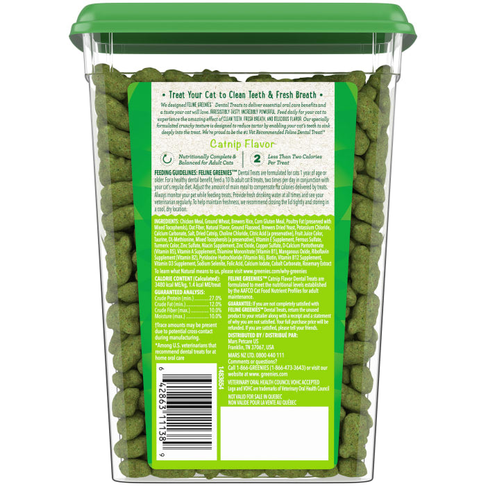 Greenies Feline Adult Cat Natural Dental Treats Catnip 9.75oz