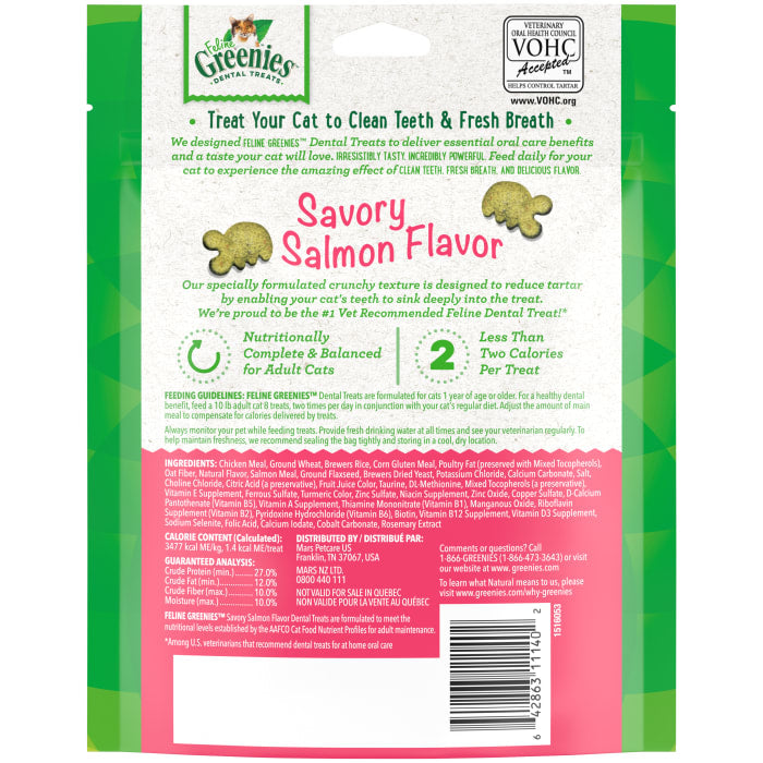 Greenies Feline Adult Cat Dental Treats Savory Salmon 4.6oz