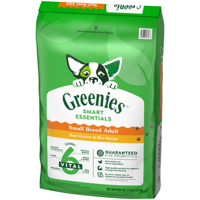 Greenies Smart Essentials Small Breed Adult Dry Dog Food Real Chicken & Rice Recipe 27lbs