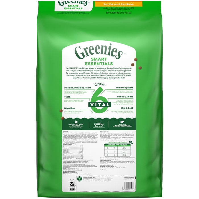 Greenies Smart Essentials Small Breed Adult Dry Dog Food Real Chicken & Rice Recipe 27lbs