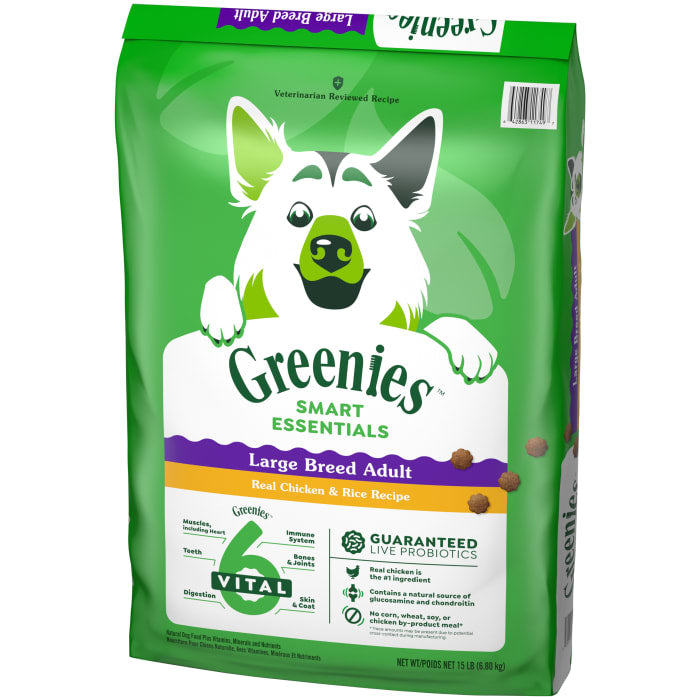 Greenies Smart Essentials Adult Large Breed Dry Dog Food Real Chicken & Rice Recipe 15lbs
