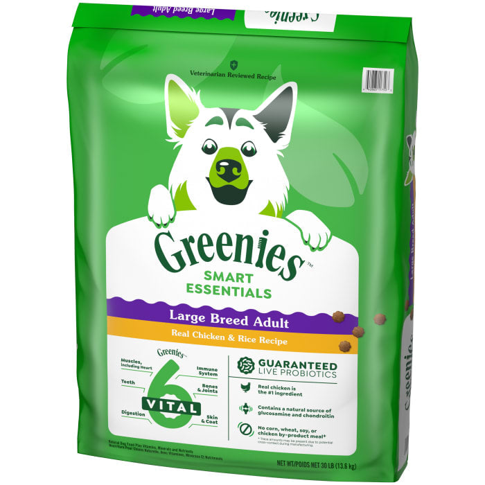 Greenies Smart Essentials Adult Large Breed Dry Dog Food Real Chicken & Rice Recipe 30lbs
