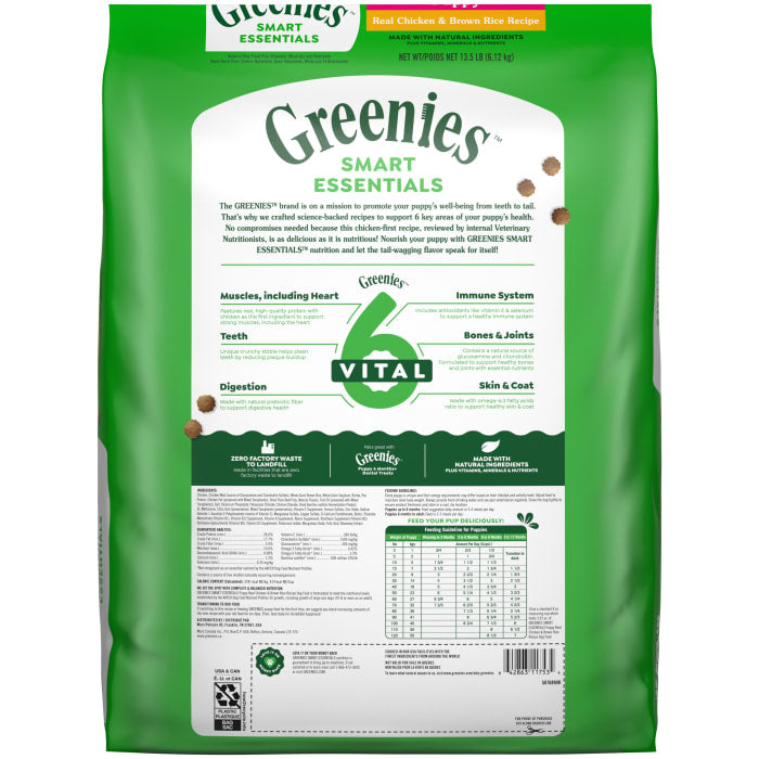 Greenies Smart Essentials Puppy High Protein Dry Dog Food Real Chicken & Brown Rice Recipe 13.5lbs
