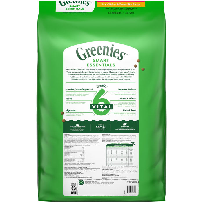 Greenies Smart Essentials Puppy High Protein Dry Dog Food Real Chicken & Brown Rice Recipe 27lbs