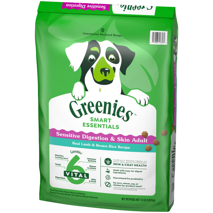 Greenies Smart Essentials Sensitive Digestion & Skin Dry Dog Food Real Lamb & Brown Rice Recipe 6lbs