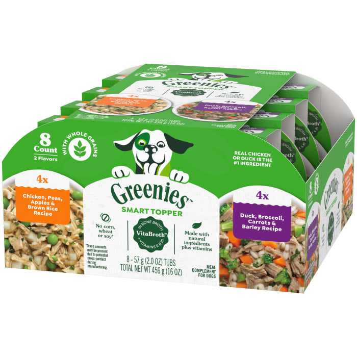 Greenies Smart Topper Wet Mix-In for Dogs Chicken with Peas & Duck Variety Pack 2oz (Pack of 8)