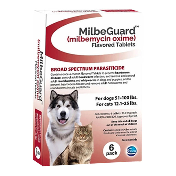 Rx Milbeguard Dog 51-100lb Cat 12-25lb (Red) x 6 tablet