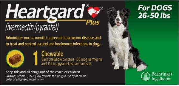 Rx Heartgard Plus Chewable, 26-50 lb x 1 Tablet