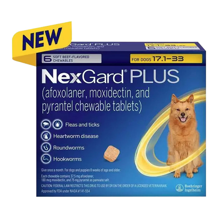 Rx Nexgard Plus, 17.1-33 lbs, 6pk
