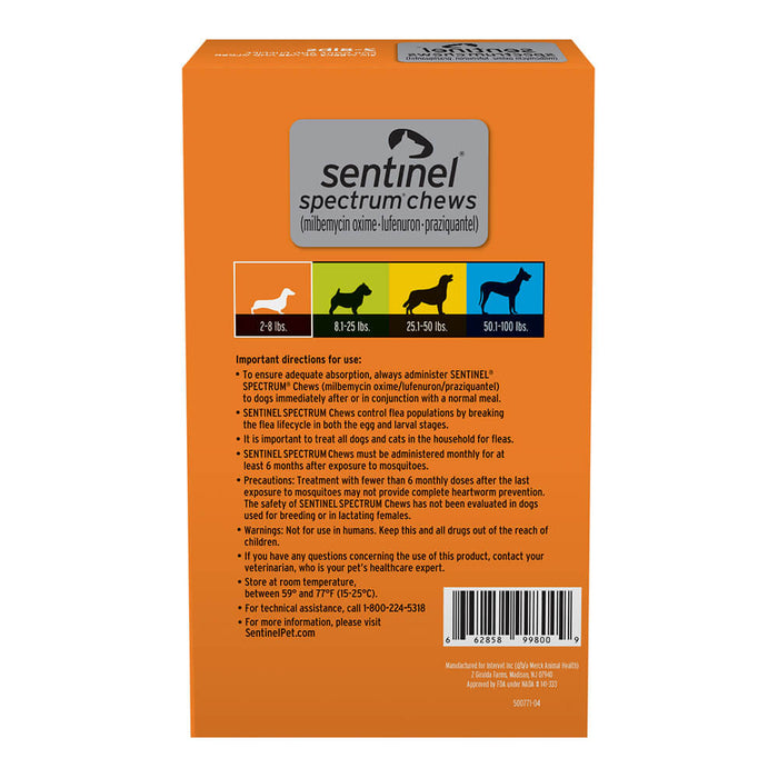 Rx Sentinel Spectrum 2-8lbs (Orange) x 6 tablets