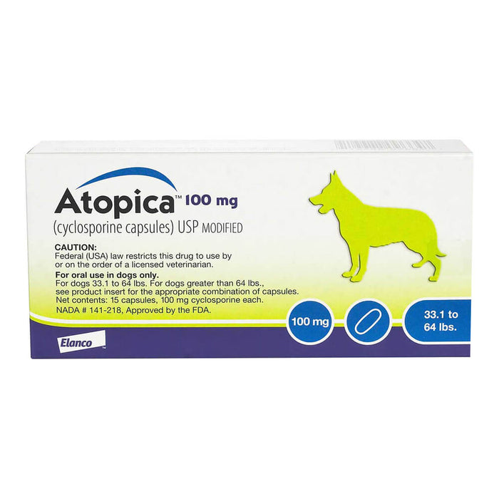 Atopica for Dogs, 100mg 15 ct, 33.1-64lbs Rx,