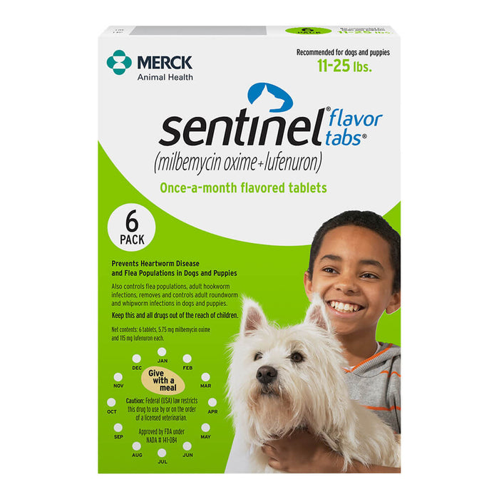 Rx Sentinel Flavor Tabs 11-25lbs x 6 tablets