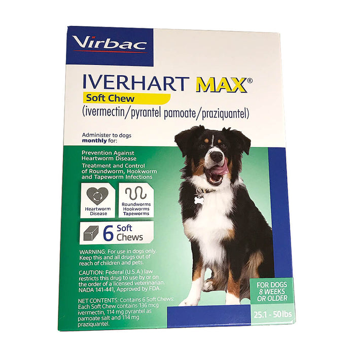 Rx Iverhart Max, 25.1-50 lb x 6 Soft Chews