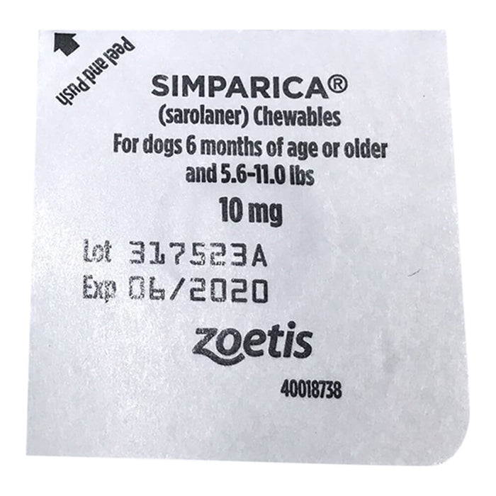 Rx Simparica 10mg for Dogs 5.6-11 lbs  1 Chewable Tablet