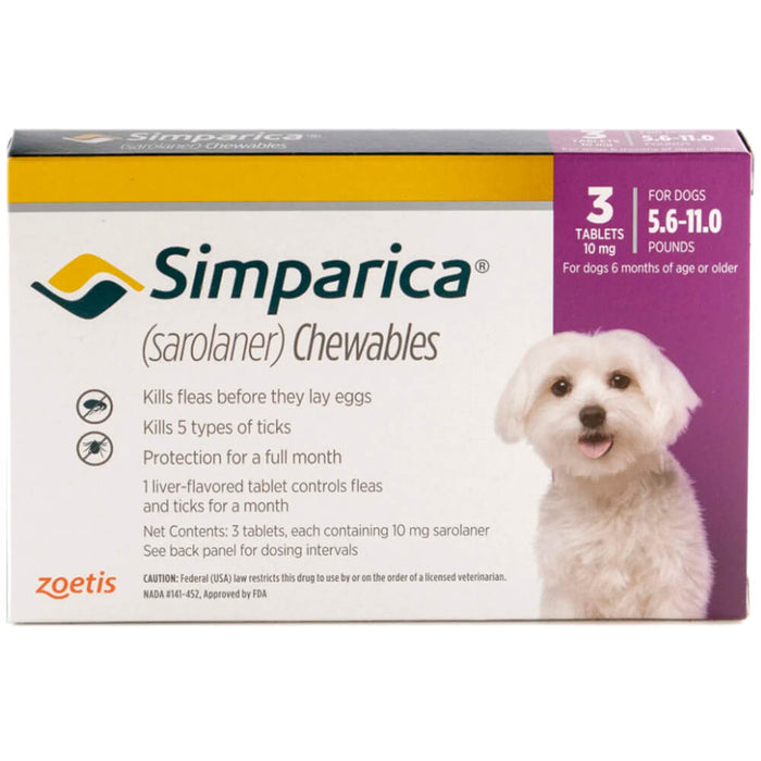 Rx Simparica 5.6-11lbs x 3 tablets