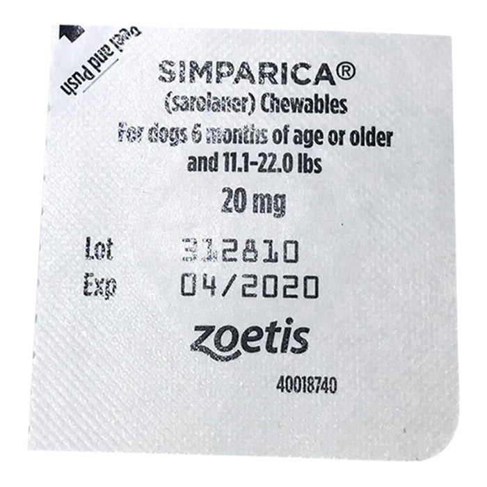 Rx Simparica 20mg for Dogs 11.1-22 lbs  1 Chewable Tablet