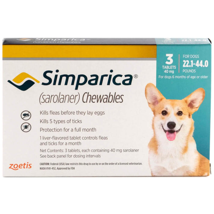 Rx Simparica 22.1-44lbs x 3 tablets