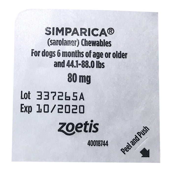 Rx Simparica 80mg for Dogs 44.1-88 lbs  1 Chewable Tablet