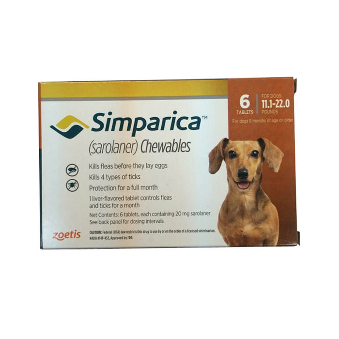 Rx Simparica 11.1-22lbs x 6 tablets