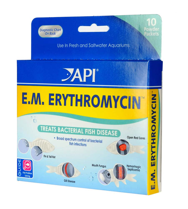 API E.M. Erythromycin Freshwater Fish Powder Medication 10 Pack
