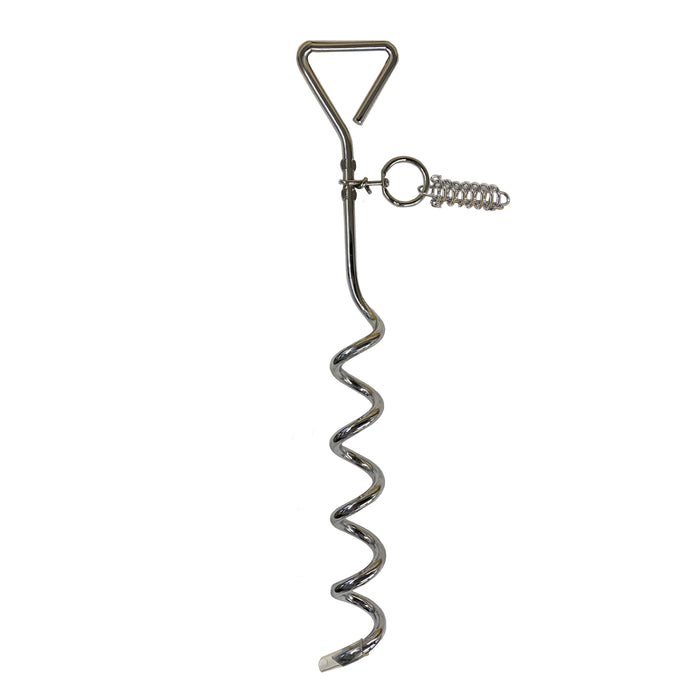 Four Paws Walk About Tie-Out Dog Spiral Stake Silver 19 Inch