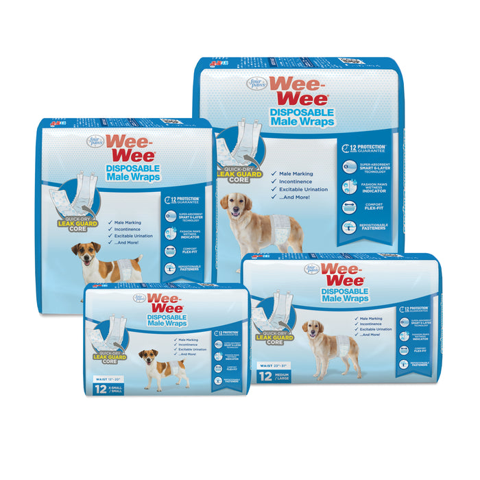Four Paws Wee-Wee® Disposable Male Dog Wraps X-Small / Small (12 Count)