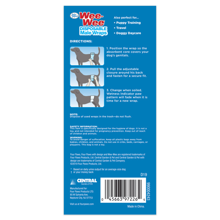 Four Paws Wee-Wee® Disposable Male Dog Wraps X-Small / Small (12 Count)