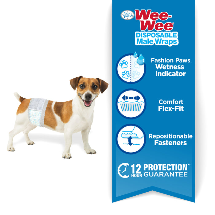Four Paws Wee-Wee® Disposable Male Dog Wraps X-Small / Small (12 Count)