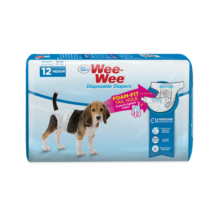 Four Paws Wee-Wee Disposable Dog Diapers Medium (12 Count)