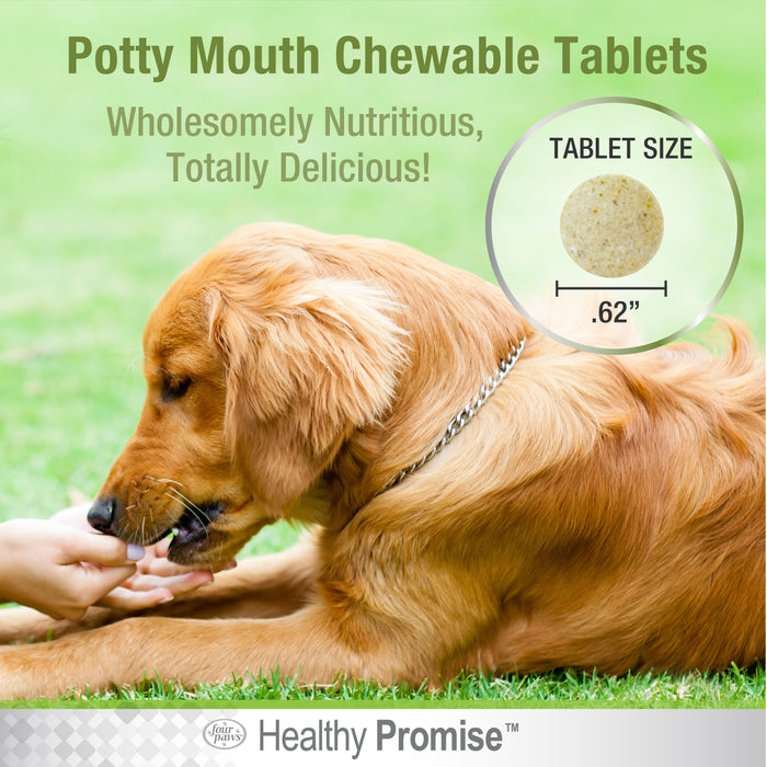 Four Paws Healthy Promise Potty Mouth Tablets - Coprophagia Stool Eating Deterrent for Dogs 5.14 Ounce (90 Count)
