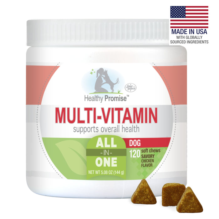 Four Paws Healthy Promise Dog Multivitamin Soft Chews Savory Chicken 5.08 Ounce (120 Count)