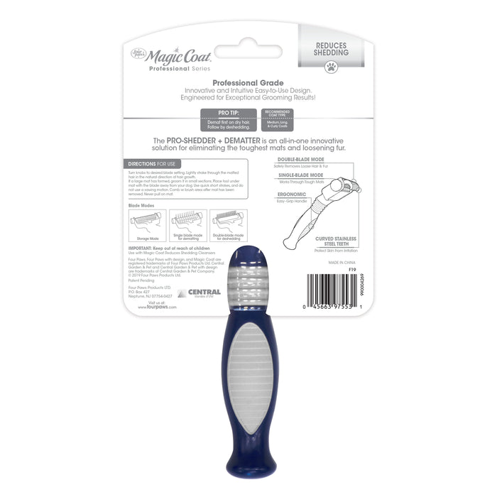 Four Paws Magic Coat Professional Series Pro-Shedder + Dematter Dog Deshedding Tool