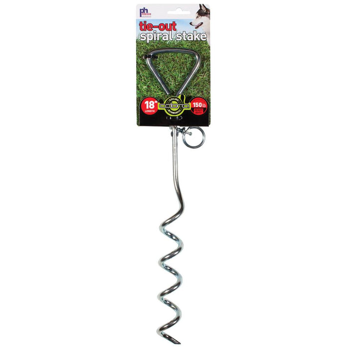 Prevue Pet Products Spiral Stake Heavy Duty Dog Tie-Out, Stainless Steel