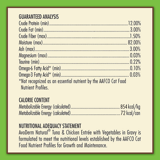 AvoDerm Natural Grain Free Tuna & Chicken Entrée with Vegetables Wet Cat Food 3 oz (Pack of 24) - 6 - Image 9