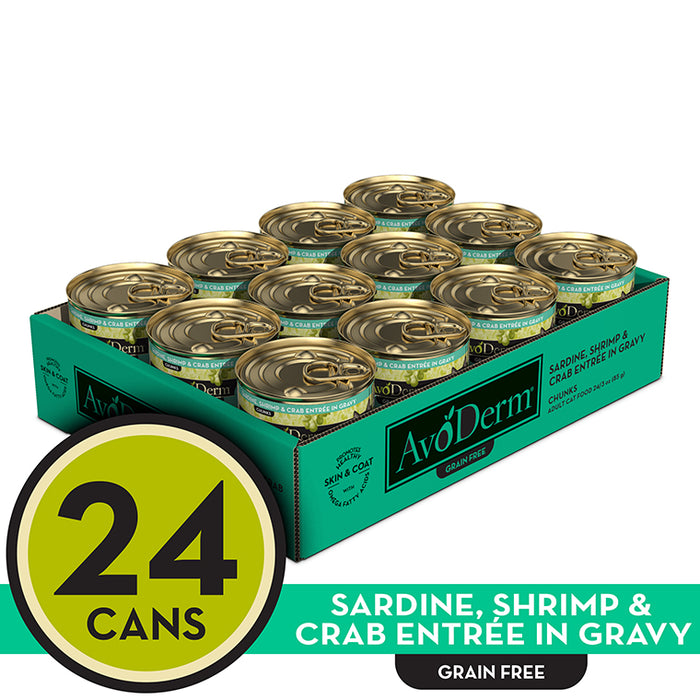AvoDerm Natural Grain Free Sardine, Shrimp & Crab Entrée in Gravy Wet Cat Food 3 oz (Pack of 24) - 1 - Image 8